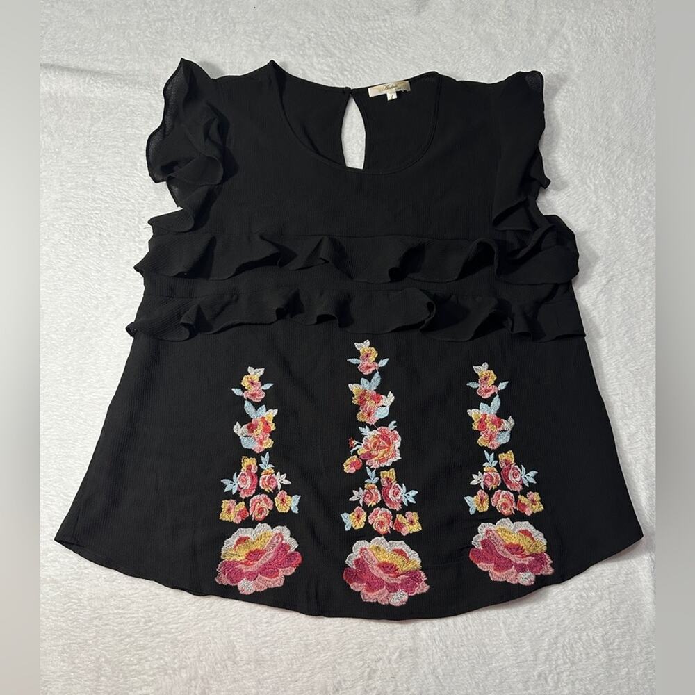 Andree By Unit Flutter Sleeve Black Ruffle Embroi… - image 6